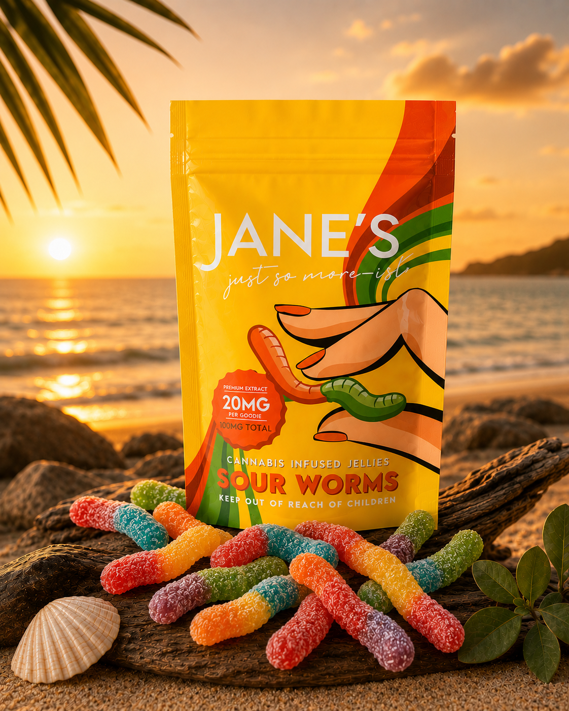 Jane’s Gummies Sour Worms 20mg