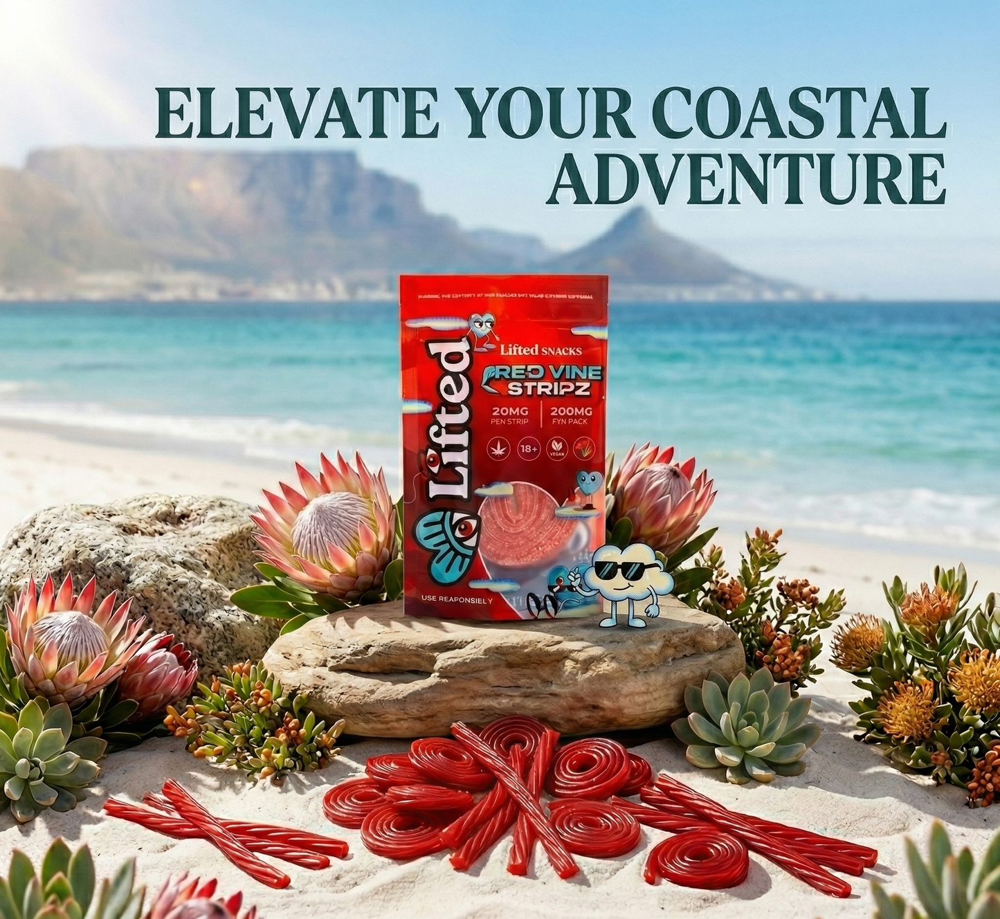 Red Vine Stripz 200mg Premium Edibles High Potency 20mg Red Liquorice Strips Available in Mossel Bay George and Garden Route