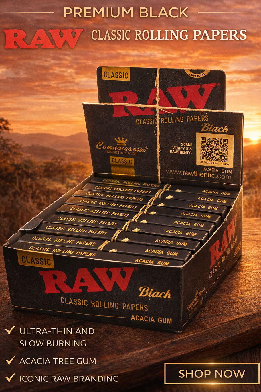 Raw Paper Classic Black King Size Slim and Tips