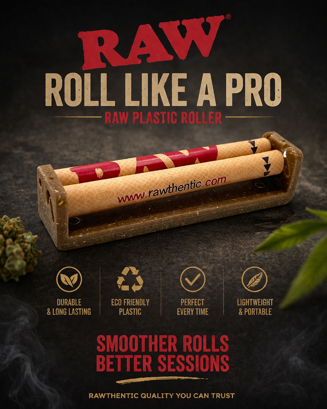 RAW Hemp Plastic Roller (King Size)