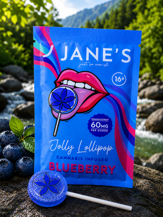 Jane’s CBD Lollipop – Blueberry Flavour (60mg)